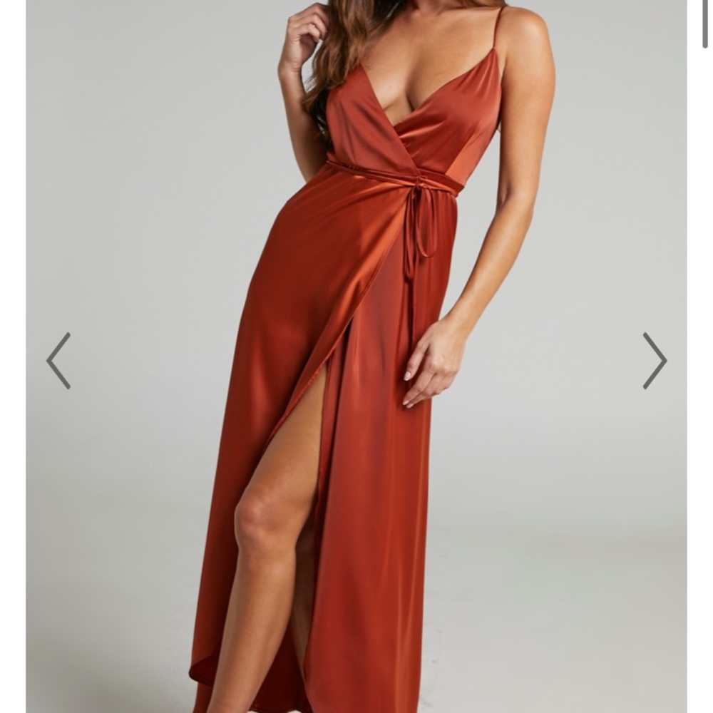 MINE WOULD BE YOU DRESS IN COPPER SATIN